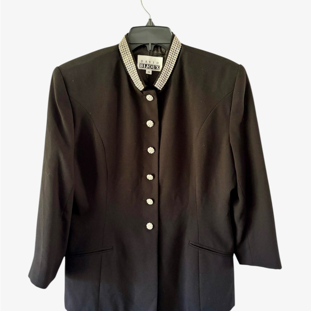 David Bijoux Vintage Blazer Bling Trim Black 14 Holiday